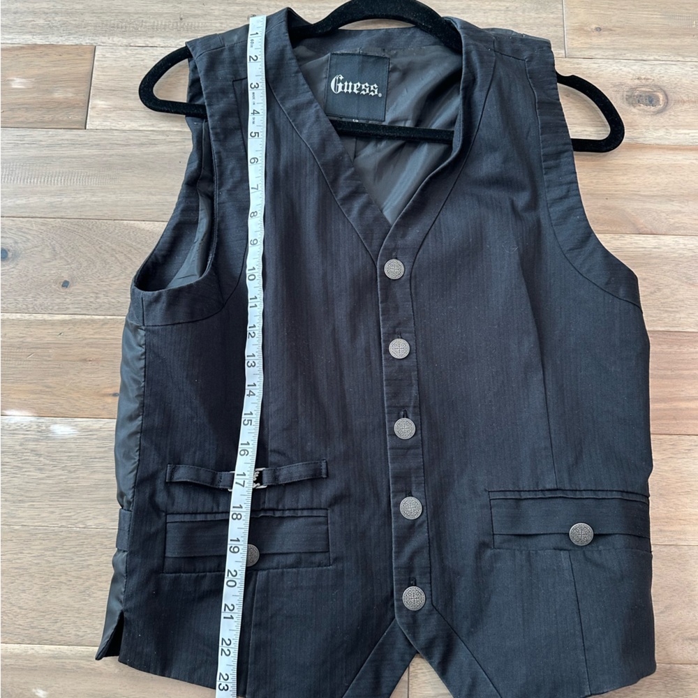 Guess black Buttoned Vest punk goth y2k men’s - Picture 3 of 3